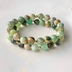 Green Angeline Beaded Bracelet 14K Gold Filled | Handmade Jewelry